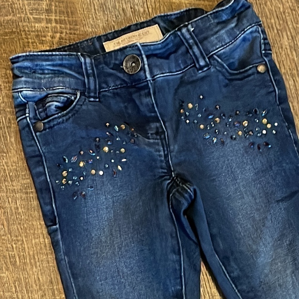 next Girl’s Denim Jeweled Jeans Size 3 - Picture 2 of 7